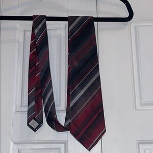 Geoffrey Beene Red and Black Striped Tie Classic Accessory